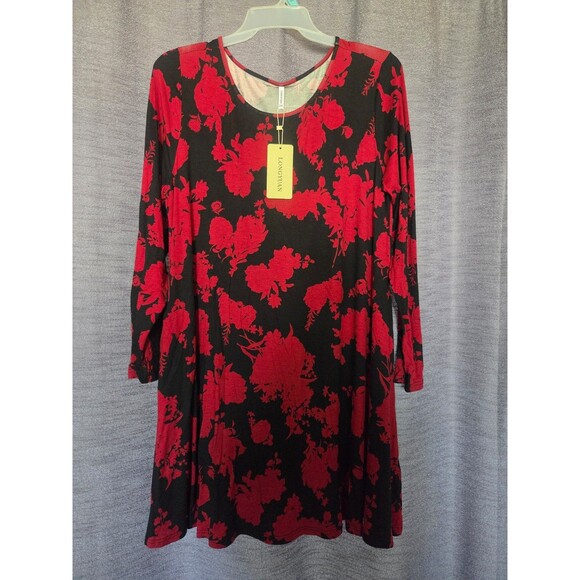 Dresses & Skirts - Women's dress knee length red and black floral sz 2XL